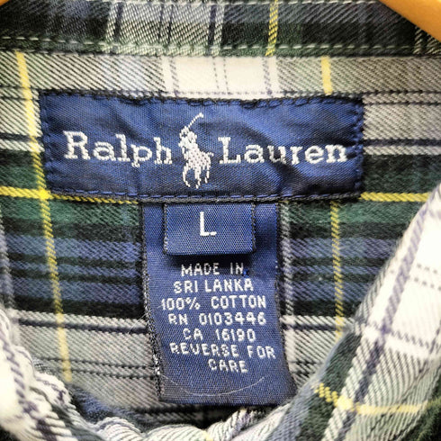 ラルフローレン RALPH LAUREN ポニー 刺繍 マドラスチェック ボタンダウン シャツ レディース import:L
